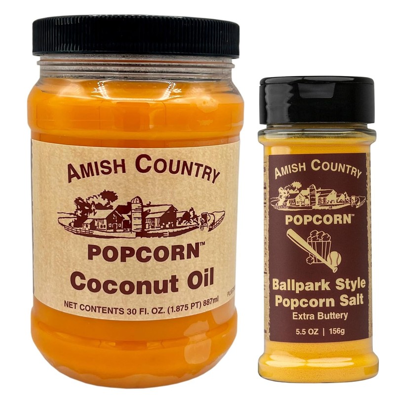 Amish Country Popcorn | Oil and Seasoning Variety Pack | Coconut Oil – 30 oz and