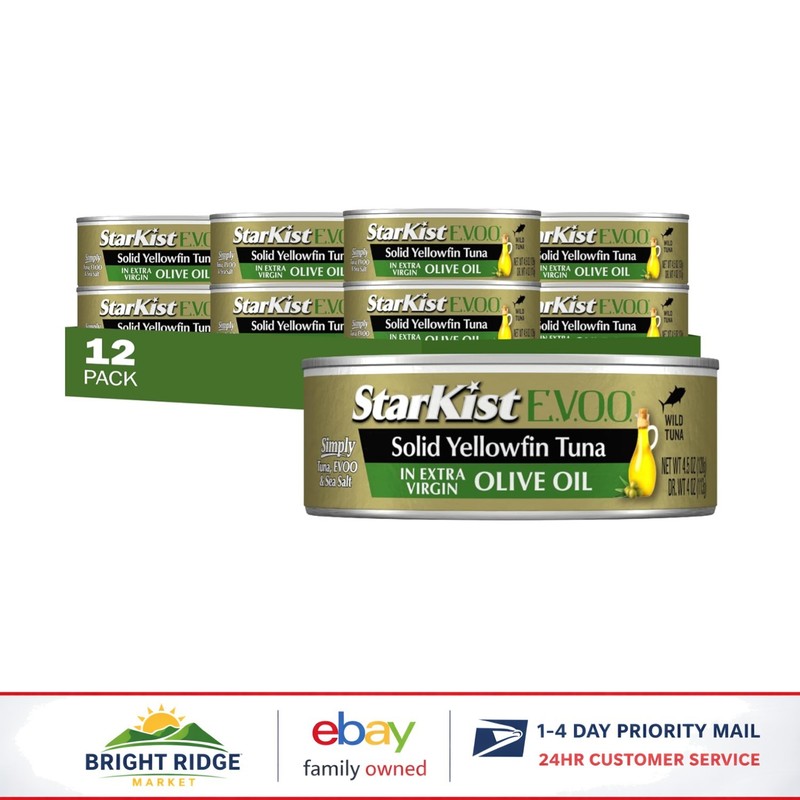 Versatile Yellowfin Tuna in Extra Virgin Olive Oil, 12 Cans for Healthy Meals