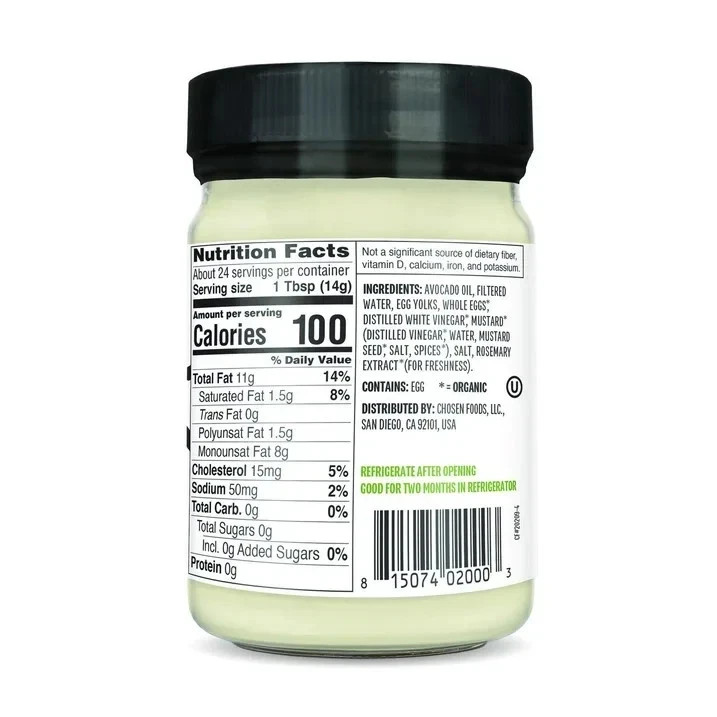 Chosen Foods 100% pure Avocado oil Classic Mayo 12 fl Oz Jar... gallery