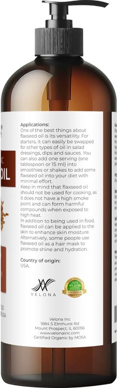 USDA Certified Organic Flaxseed Oil - 16 Fl Oz | 100% Pure and Natural Carrie... gallery