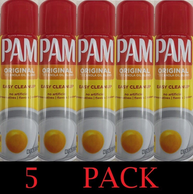 5x PAM Original Canola Oil Blend Non stick Cooking & Baking Spray 6 oz – 5 PACK
