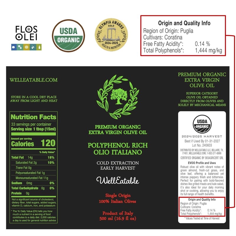 WellEatable Robust +1,200 mg/kg Polyphenol Rich Olio Italiano, 2024/25 Early ... gallery