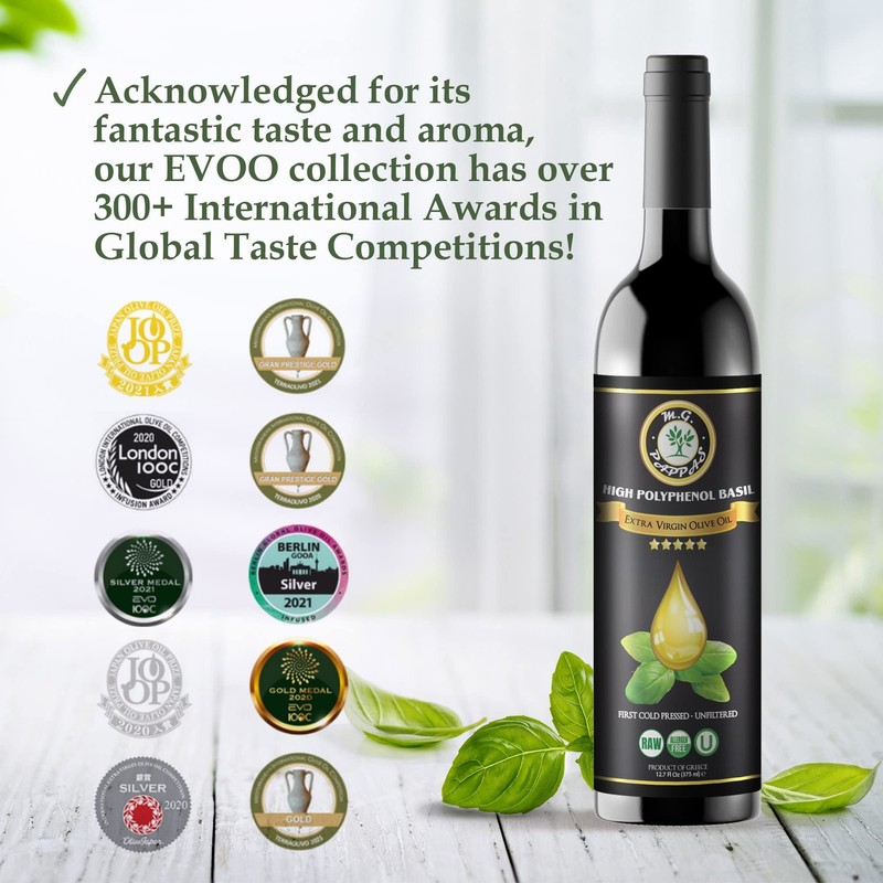 M.G. PAPPAS High Polyphenol Rich Basil Infused Olive Oil - Extra Virgin Olive... gallery