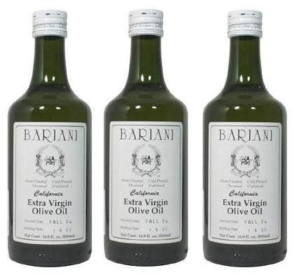 Bariani California Extra Virgin Olive Oil 3 x 500ml 1/2 Liter Bottles