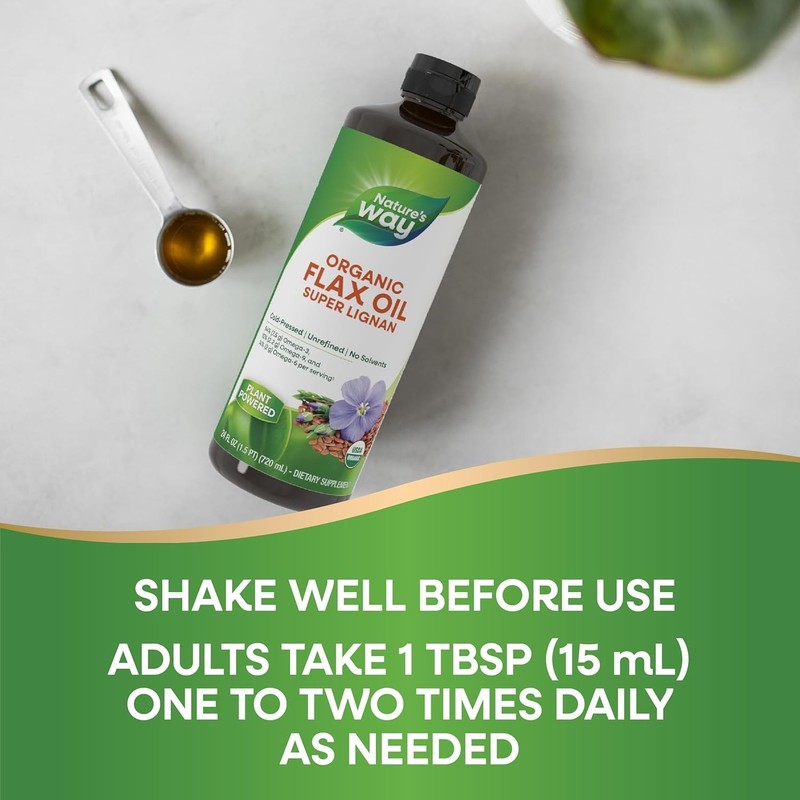 Rich Omega-3 Organic Flax Oil - Cold-Pressed, Unflavored Liquid for Health gallery