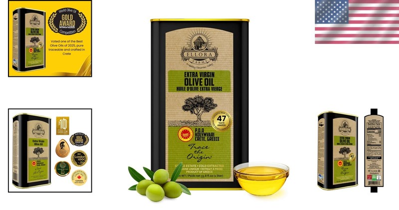 Global Gold Award EVOO: Cold Pressed Extra Virgin Olive Oil, Fruity, 1L gallery