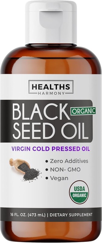 Organic Black Seed Oil Liquid (16 fl oz) Premium Cold-Pressed Nigella