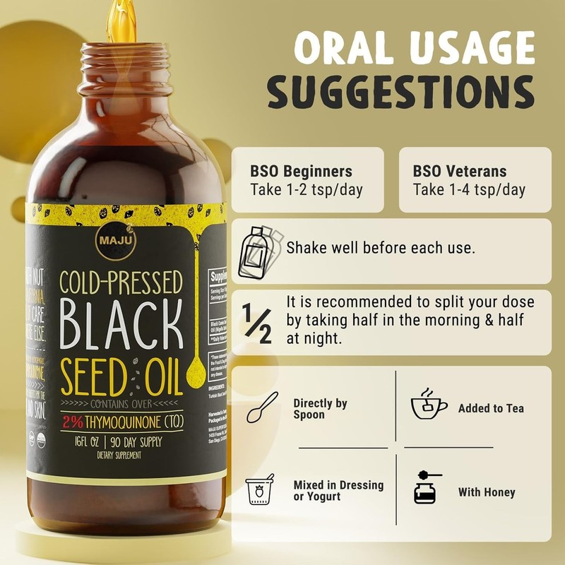 MAJU's Black Seed Oil 16oz: 3X Thymoquinone, Cold Pressed, 100% Turkish Black... gallery
