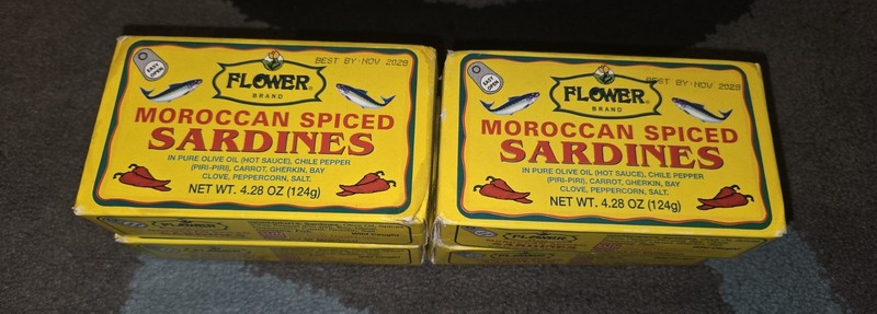 Flower Brand Spiced Sardines (Olive Oil) 4.38 oz Set Of 4. Exp Nov 2029