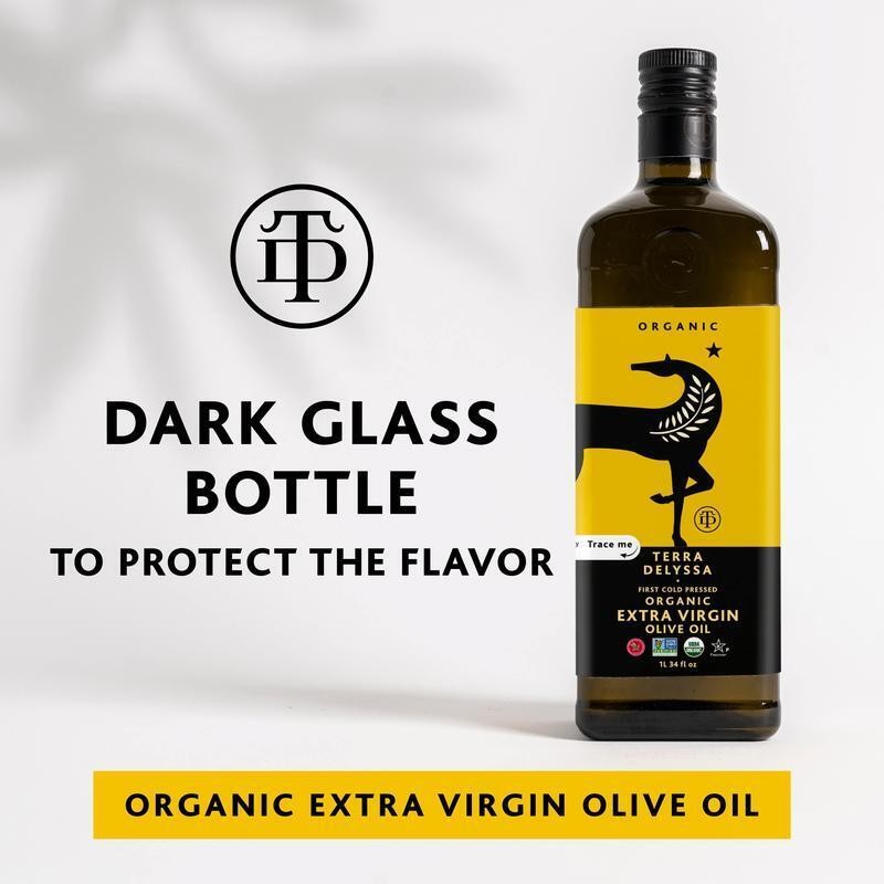 Organic Extra Virgin Olive Oil 34 fl. oz. Glass naturally high polyphenols gallery