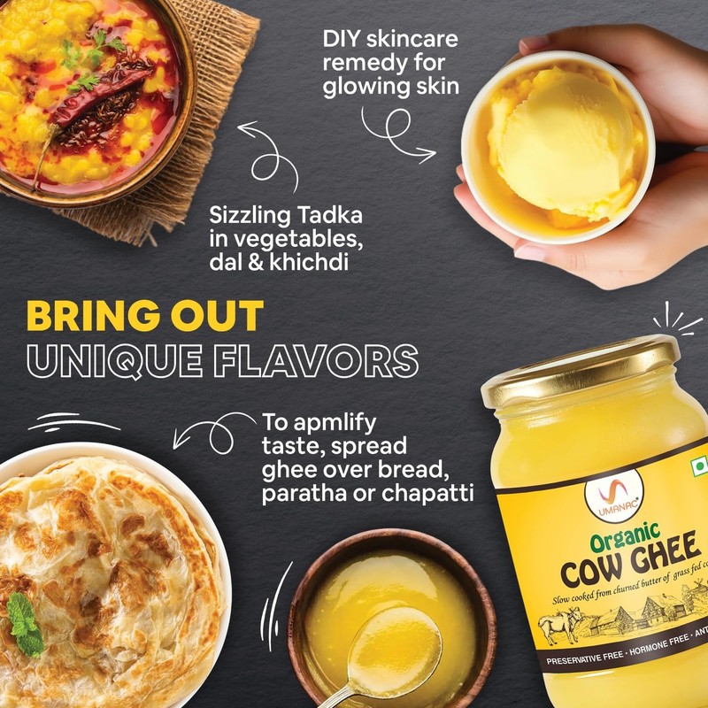 Organic Cow Ghee 1000ML | Certified Organic Sourced from Desi & Healthy Cows gallery