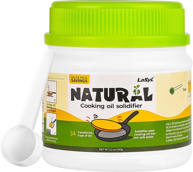 Natural Cooking Oil Solidifier Powder Harden Up to 2.25 Gallon of Fry Oil Away gallery