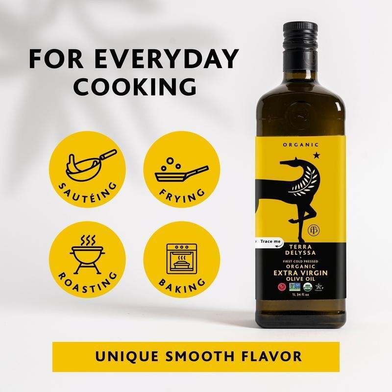 Organic Extra Virgin Olive Oil 34 fl. oz. Glass naturally high polyphenols gallery