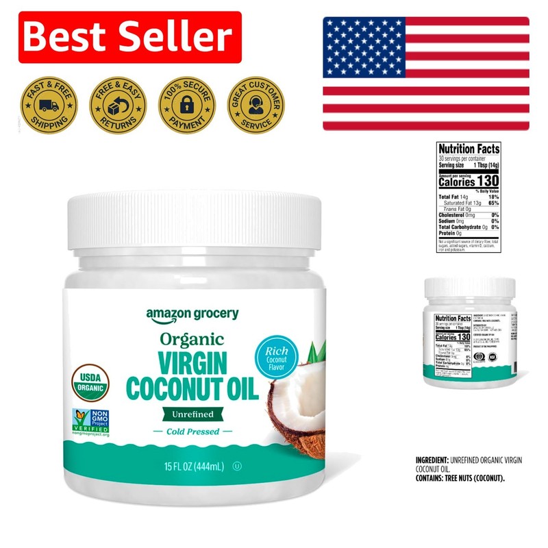 Organic Virgin Coconut Oil, 15 Fl Oz – Unrefined, Paleo Friendly Cooking Oil