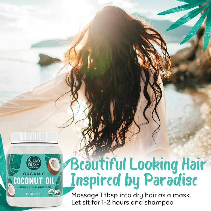 Island Fresh Organic Coconut Oil (54 Oz) for Baking, Cooking, Hair & Skin NonGMO gallery