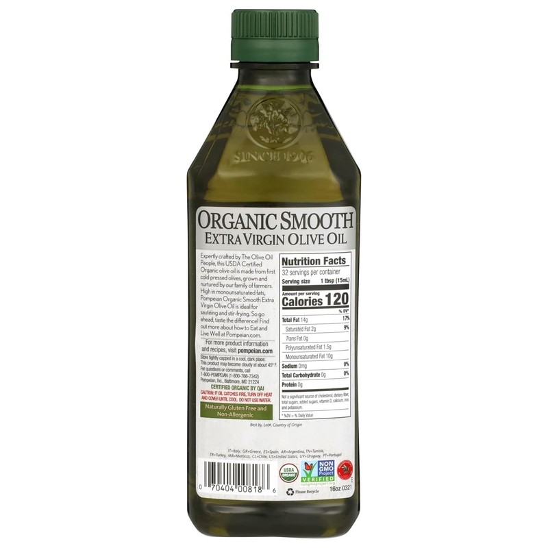 USDA Organic Smooth Extra Virgin Olive Oil, 16 Fl Oz - First Cold Pressed Luxury gallery