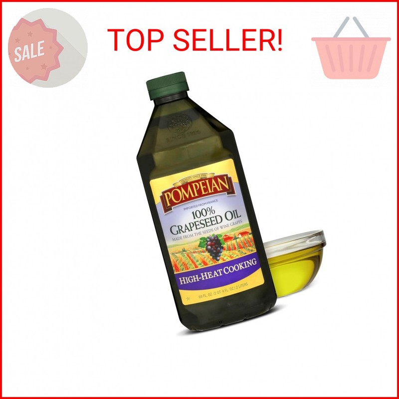 Pompeian 100% Grapeseed Oil – 68 Fl Oz – Grapeseed Oil for High Heat Cooking – L