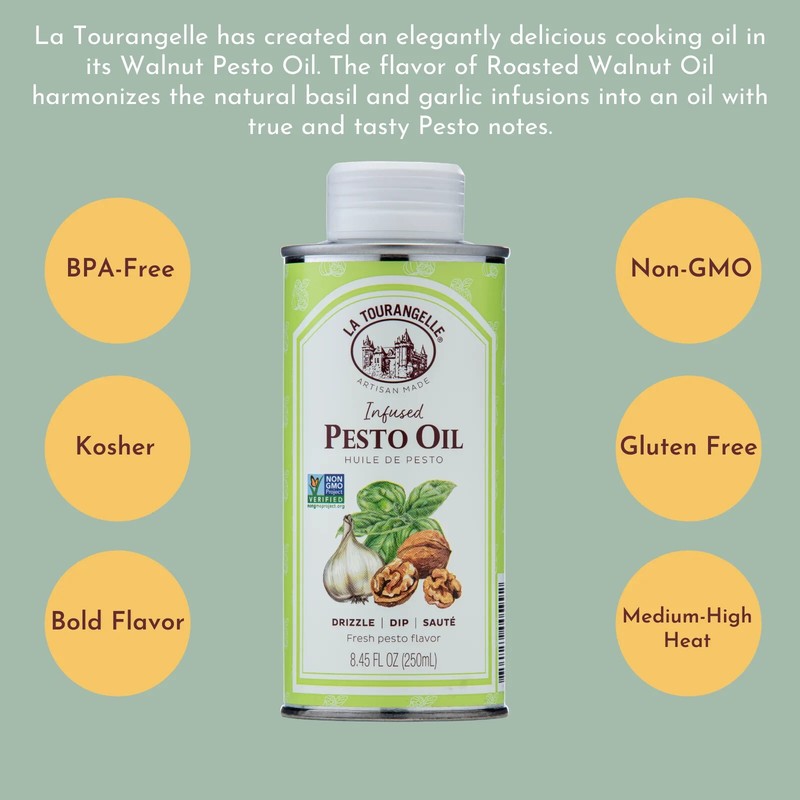 La Tourangelle Infused Pesto Oil 8.45 fl oz. Non-GMO, Kosher, Gluten-Free gallery