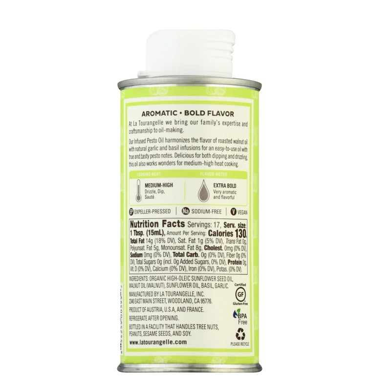 La Tourangelle Infused Pesto Oil 8.45 fl oz. Non-GMO, Kosher, Gluten-Free gallery