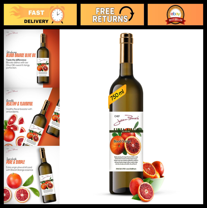 Extra Virgin Blood Orange Olive Oil 750ml – Naturally Infused, Sweet & Tangy Fla