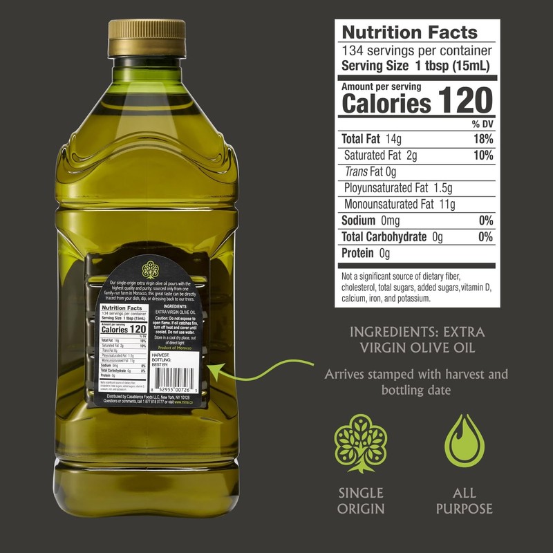 Mina Moroccan Olive Oil Extra Virgin 68 Fl Oz, Polyphenol Rich, 68 Oz gallery