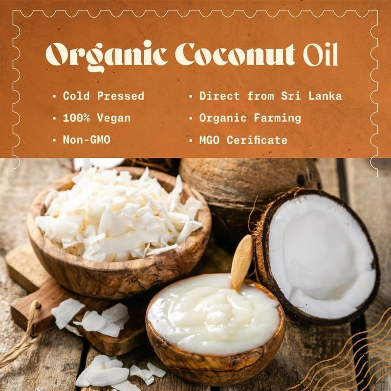 Organic Virgin Coconut Oil 32 fl oz Raw Cold Pressed for Skin, Hair, Moisturi... gallery