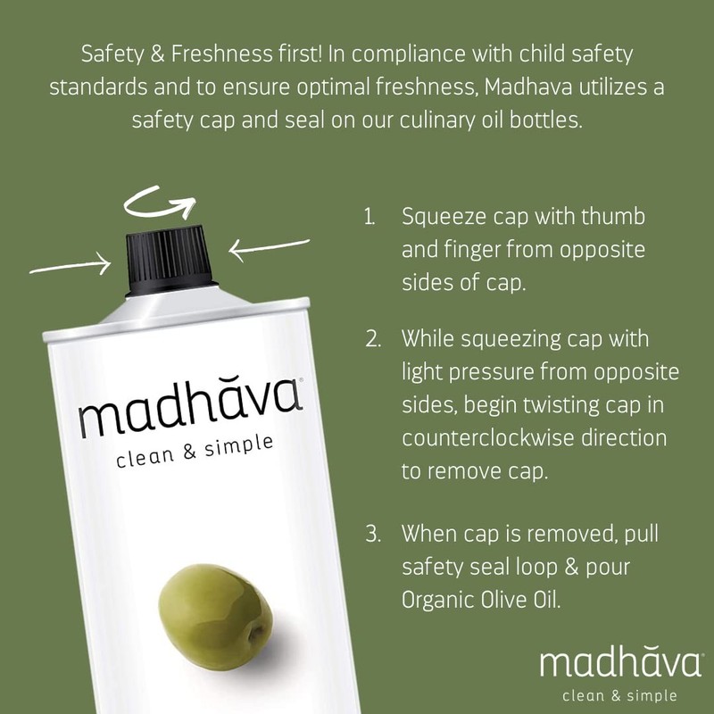 Madhava Organic Olive Oil, 1L Tin, 100% 33.8 Fl Oz (Pack of 1), No Color gallery