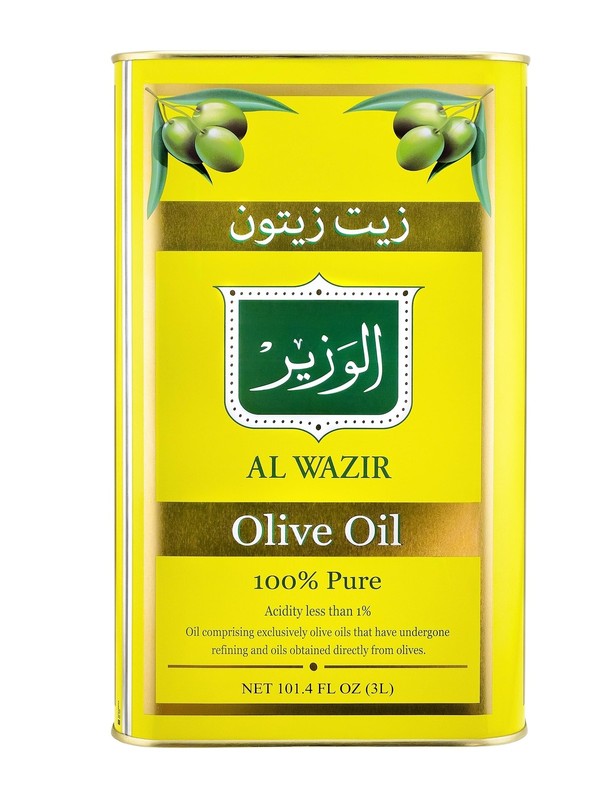 Al Wazir Olive Oil, 101.4 FL OZ 3L Metal Tin Low Acidity Balanced Flavor for ...