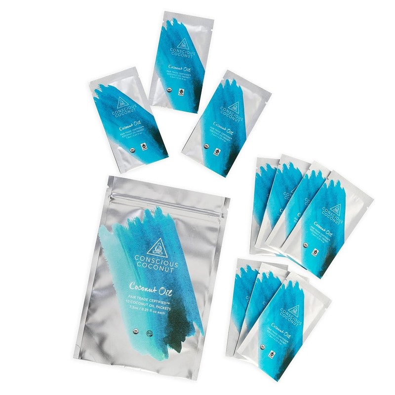 Organic Travel Coconut Oil Packets - Cold-Pressed Virgin for Skin & Hair Care gallery