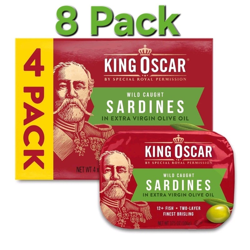 King Oscar Sardines Extra Virgin Olive Oil 3.75-Ounce Cans (Pack of 8)