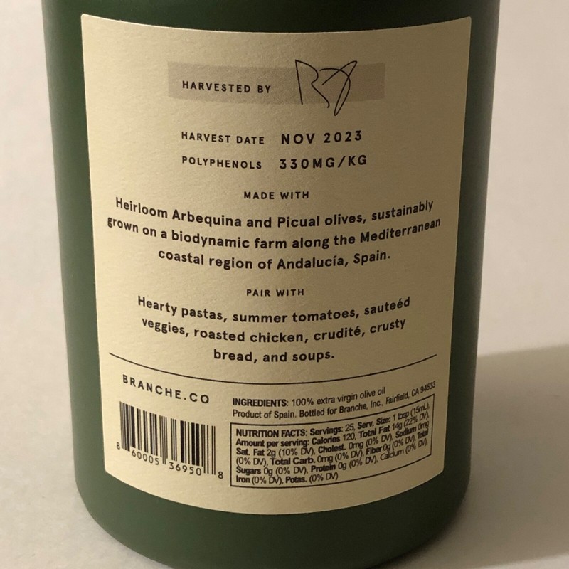 Branche No. 1 Extra Virgin Olive Oil — 12.6 Fl Oz (375mL) gallery