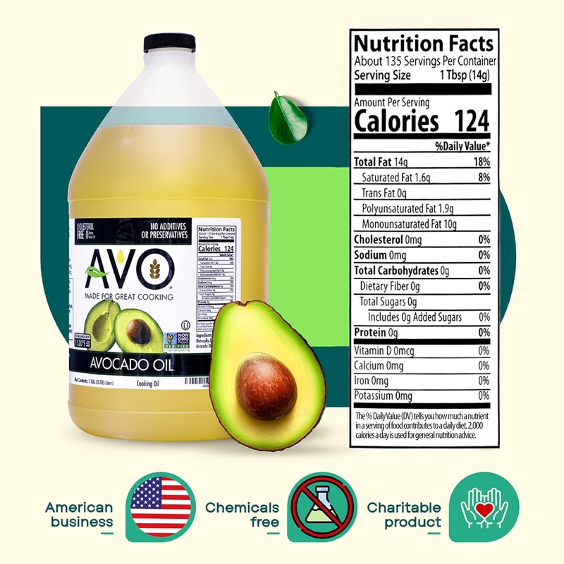 AVO Bulk Avocado Oil for Cooking 1 Gallon 128 fl oz, NonGMO Certified, No Pre... gallery