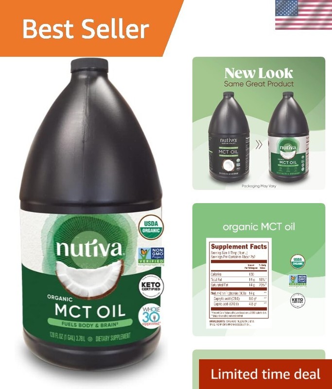Organic MCT Oil, 1 gallon, Unflavored for Coffee, Non-GMO made from Organic C…