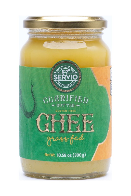 Servio Grass Fed Ghee Clarified Butter, Non-GMO, Shelf-Stable, 10.58 oz Jar