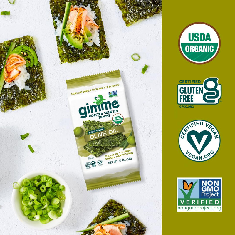 Seaweed Organic Premium Roasted Seaweed Snacks, Extra Virgin Olive Oil, 20 Count gallery