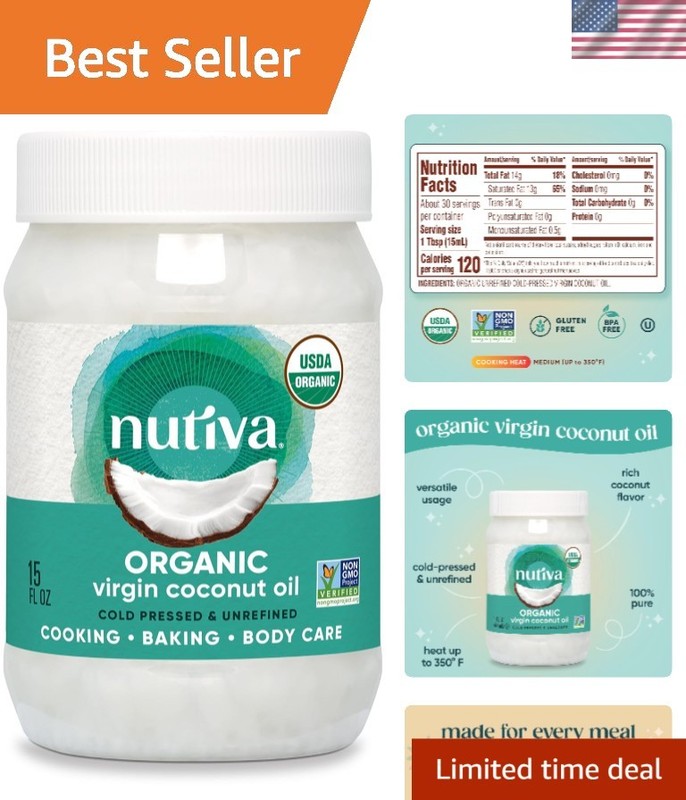 15 Fl Oz Organic Virgin Coconut Oil – Nourishing, Cold-Pressed, Non-GMO Goodness