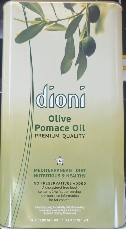 Dioni Olive Pomace Oil 3L Tin – Refined Olive Oil for Frying & Cooking – Large 3