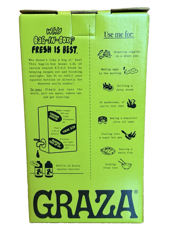 Graza Box O' Sizzle Extra Virgin Olive Oil * Cooking Oil - 1.5 Ltr gallery