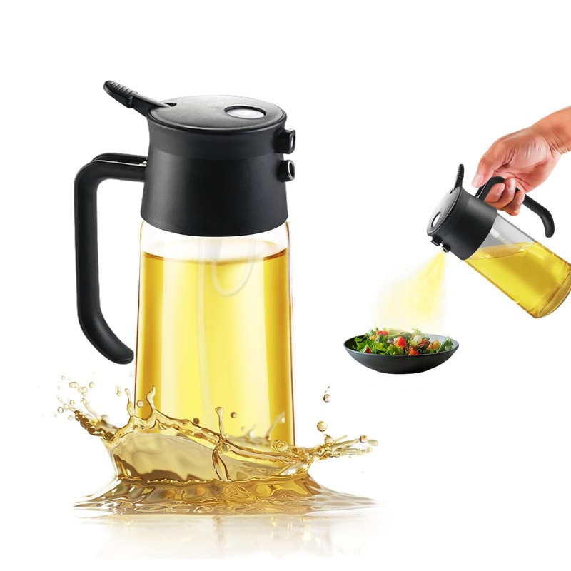 CozyInno Glass Oil Dispenser - Versatile Sprayer for 17 Ounces, Black