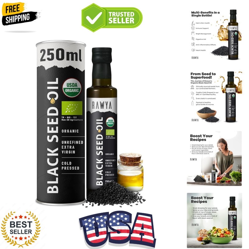 Black Seed Oil – USDA Organic Certified – Cold Pressed – 8.4 Fl oz – Extra Vi…