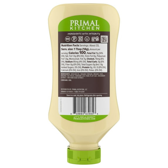 Primal Kitchen Avocado Oil Mayo Squeeze 17 oz Keto Paleo Whole30 Approved gallery