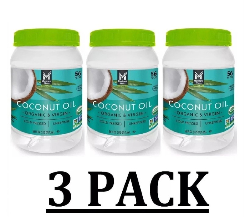 3 PACK – Member’S Mark Organic Virgin Coconut Oil 56 Oz (Total 168 Oz) FRESH