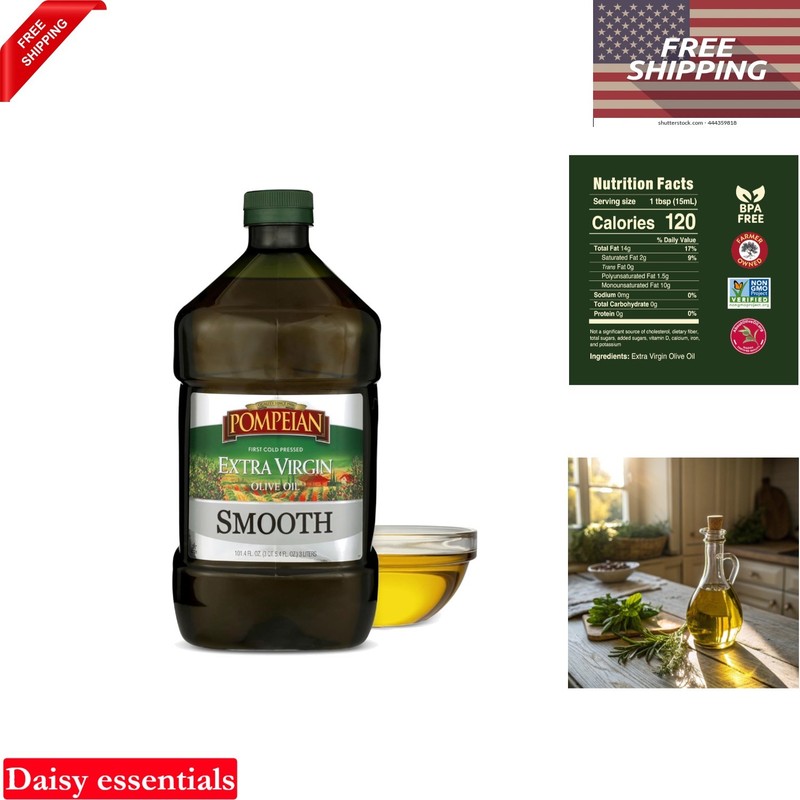 Extra Virgin Olive Oil 101oz First Cold Pressed Smooth for Sauté & Cooking