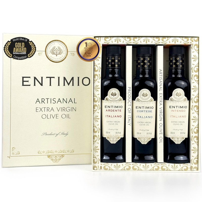 Entimio Collection Organic Italian Extra Virgin Olive Oil Gift Set from Italy…