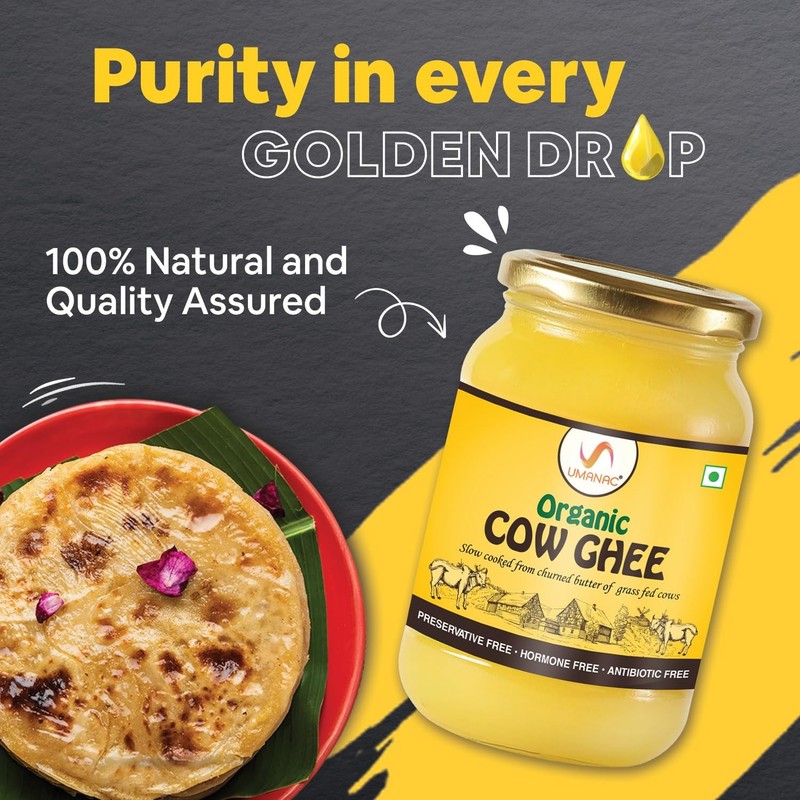 Organic Cow Ghee 1000ML | Certified Organic Sourced from Desi & Healthy Cows gallery