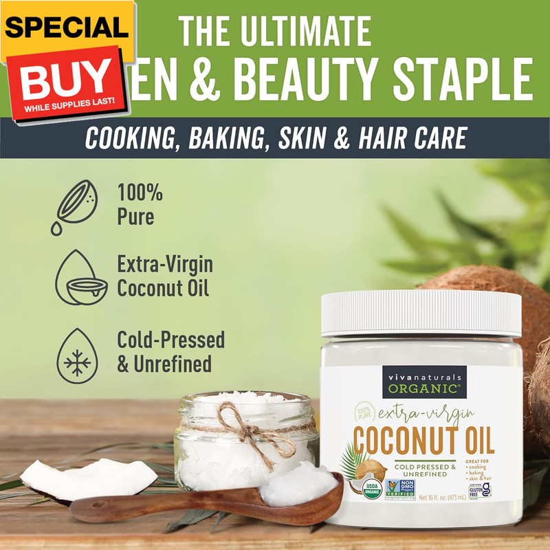 Organic Coconut Oil - Unrefined, Cold-Pressed Extra Virgin Coconut Oil, USDA Org gallery
