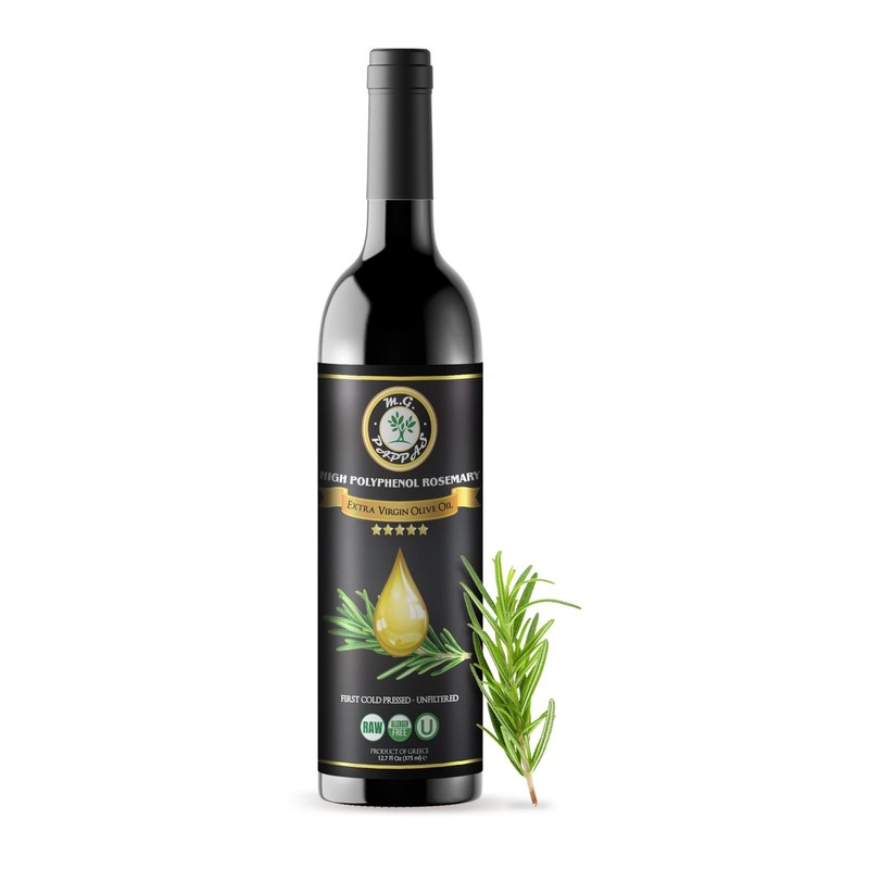 M.G. PAPPAS Rosemary Infused Olive Oil – High Polyphenol Rich Extra Virgin Ol…