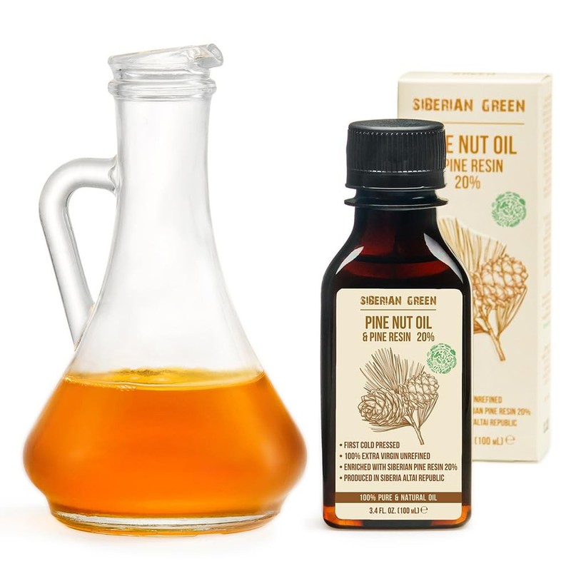 100% Pure Cold Pressed Siberian Pine Nut Oil with Pine Cedar Resin, 100ml Extra