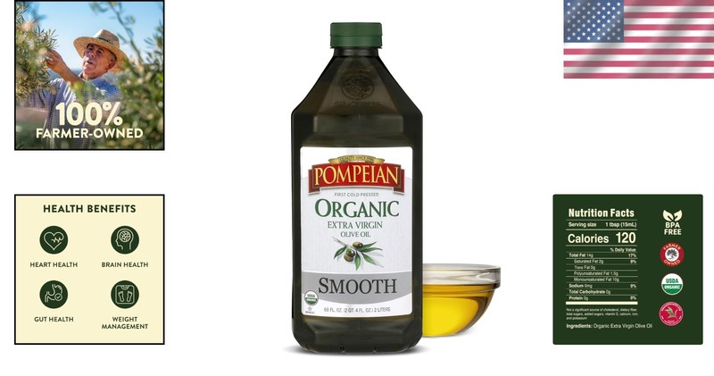 First Cold Pressed Organic Extra Virgin Olive Oil - 68 fl oz for Healthy Cooking gallery
