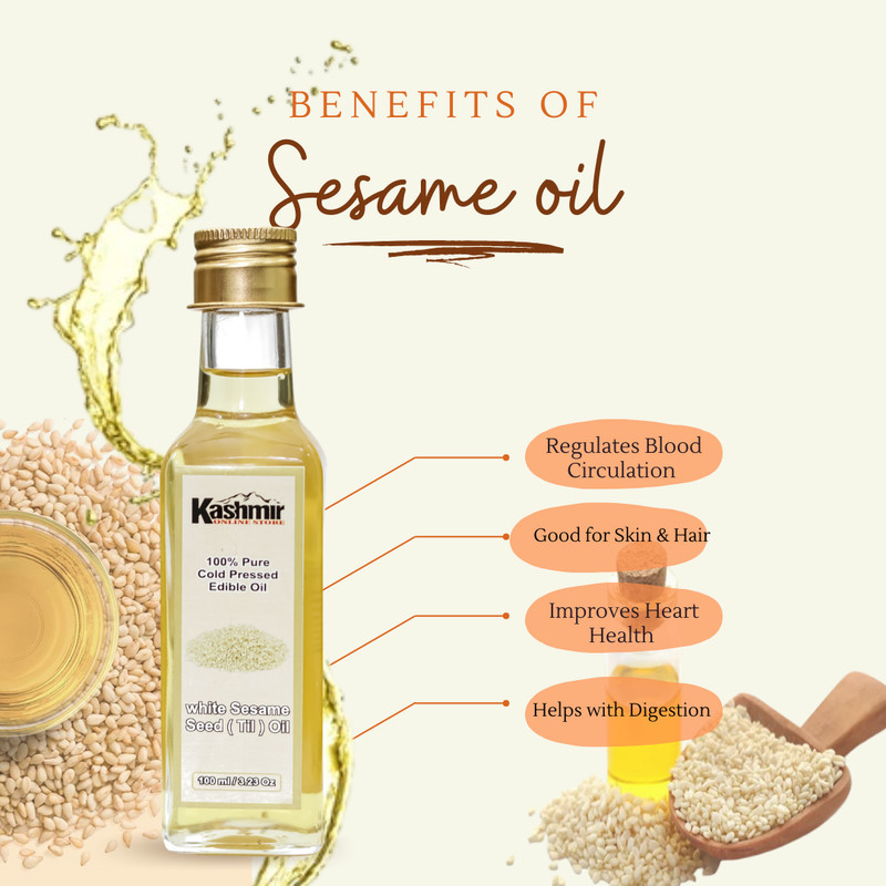 Natural Cold-Pressed Edible White Sesame Oil – Food-Grade & Edible – 100ML gallery